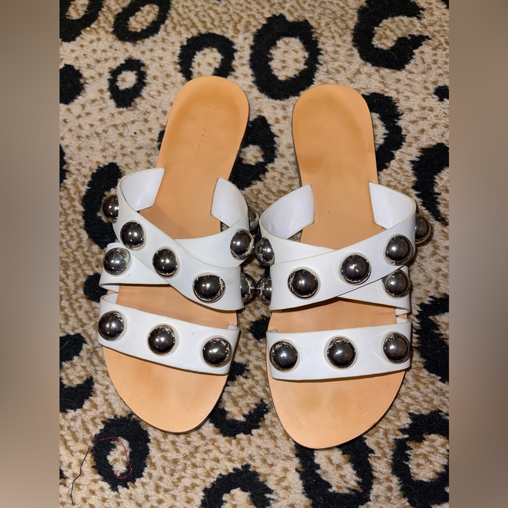 Studded white sandals